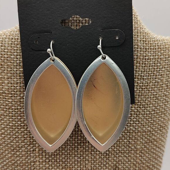 Matte Gold Teardrop Earrings with Silver Overlay NWT - Picture 1 of 6